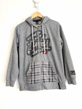 Vintage 2005 FUBU Plaid Logo Hit Zip Hoodie Y2K XL